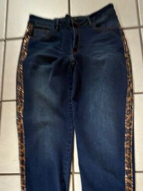 $50 Lucky and Blessed ankle skinny jeans with leopard print sequin detail 12